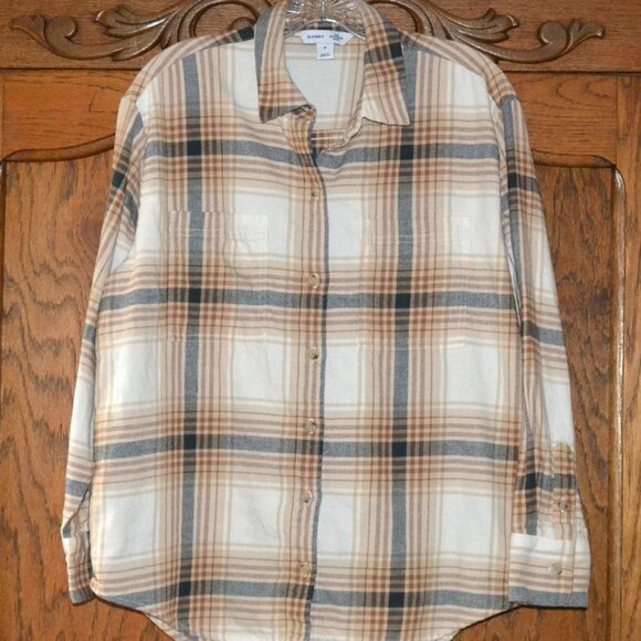 3 OLD NAVY 100% Cotton Flannel Boyfriend Button-Down Shirts LOT MEDUIM - Picture 5 of 6